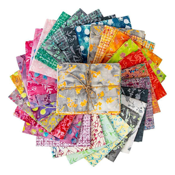 Image of the Expressions Batiks Sassy and Tweet Fat Quarter Bundle by Riley Blake Designs. Features cool colors in a bundle. 
Cute Little Fabric Shop