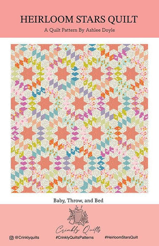 Image of the Heirloom Stars quilt pattern by Crinkly Quilts by Moda Fabrics. Features a geometric star.
Cute Little Fabric Shop