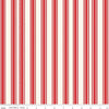 Image of the Freedom Garden Stripes Red quilting cotton fabric by My Mind's Eye for Riley Blake Designs. Features stripes on a red background. Cute Little Fabric Shop