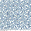 Image of the Freedom Garden Ditsy Floral Sky quilting cotton fabric by My Mind's Eye for Riley Blake Designs. Features flowers on a blue background. Cute Little Fabric Shop