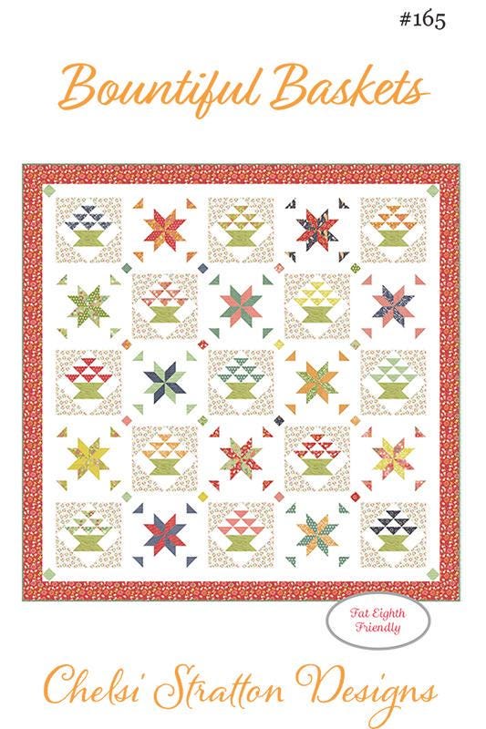 Image of the Bountiful Baskets quilt pattern Chelsi Stratton Designs for Moda Fabrics. Features star blocks on a square quilt.
Cute Little Fabric Shop