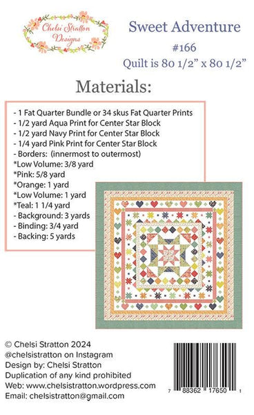Image of the Sweet Adventure quilt pattern Chelsi Stratton Designs for Moda Fabrics. Features the fabric requirements.
Cute Little Fabric Shop