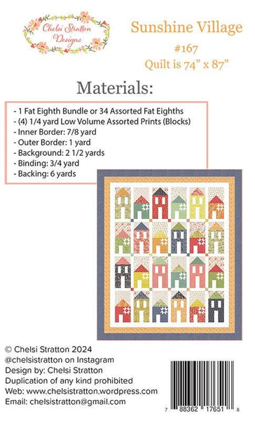 Image of the Sunshine Village quilt pattern Chelsi Stratton Designs for Moda Fabrics. Features the fabric requirements.
Cute Little Fabric Shop