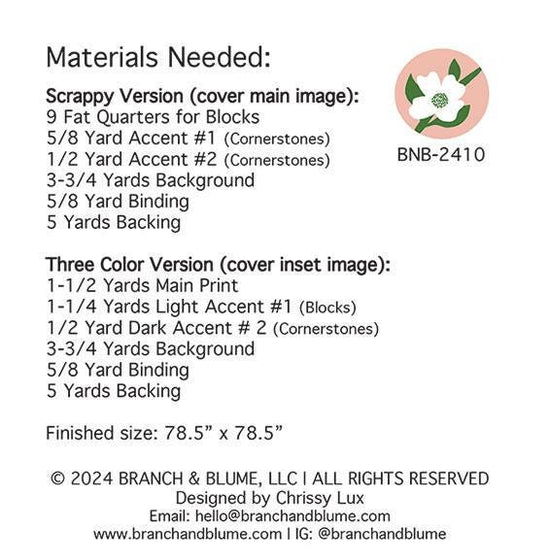 Image of the 
Bowen quilt pattern by Chrissy Lux for Moda Fabrics. Features the fabric requirements for this quilt.
Cute Little Fabric Shop