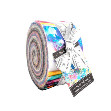 Image of the Gradients Euphoria jelly roll by Moda Fabrics. Features abstract fabrics. 
Cute Little Fabric Shop