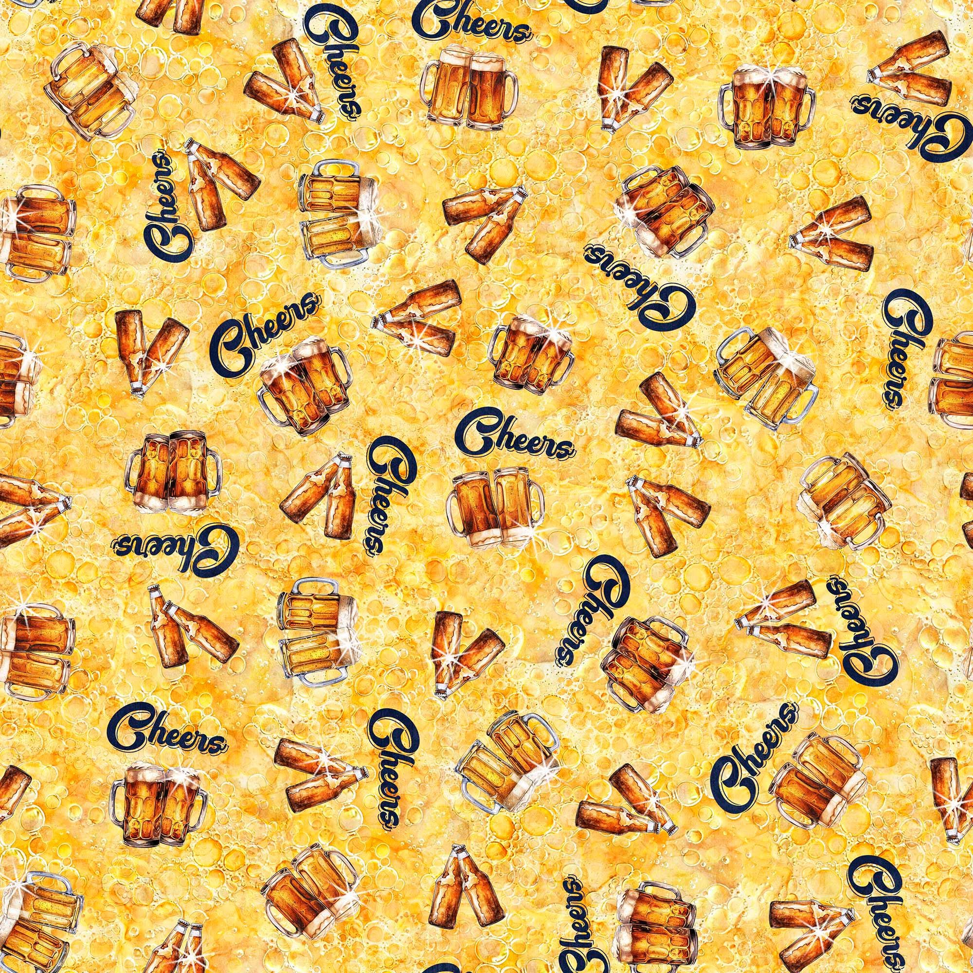 SALE Brewmaster Cheers Toss 30922 Yellow S - - QT Fabrics - Icons Beer ...
