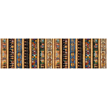 Image of the Brewmaster Beer Decorative Stripe Multi quilting cotton by QT Fabrics. Features stripes on a black background. Cute Little Fabric Shop