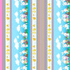 Image of the Hoppy Easter Bunny Decorative Stripe Multi quilting cotton fabric by EunYoung Otsuki for QT Fabrics. Features striped patterns on a blue background. Cute Little Fabric Shop