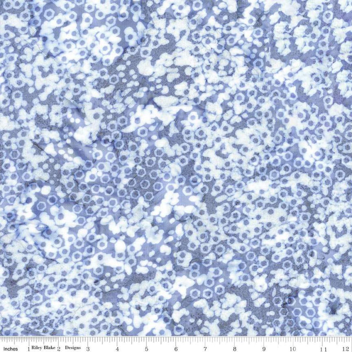 Image of the Expressions Batiks Lets Play Ball! Powdered Pearl quilting cotton batik fabric by Riley Blake Designs. Features textured dots on a blue background.
Cute Little Fabric Shop