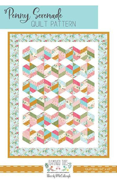 Image of the Penny Serenade quilt pattern by Beverly McCullough for Riley Blake Designs. Features square shapes on a white background. 
Cute Little Fabric Shop