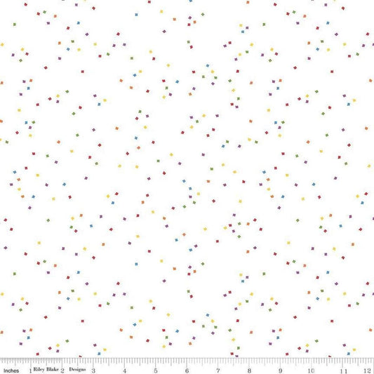 DEAL Blossom on White Rainbow - Riley Blake Designs - Quilting Cotton Fabric