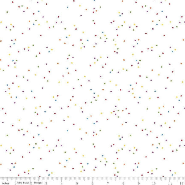 SALE Blossom on White Rainbow by Riley Blake Designs - Quilting Cotton Fabric