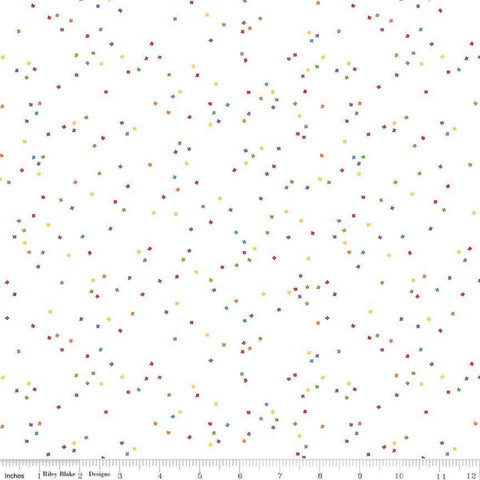 SALE Blossom on White Rainbow by Riley Blake Designs - Quilting Cotton Fabric