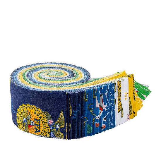 Image of the FFA Forever Blue 2 rolie polie by Riley Blake Designs. Features FFA fabrics. Official Licensed Product. 
Cute Little Fabric Shop