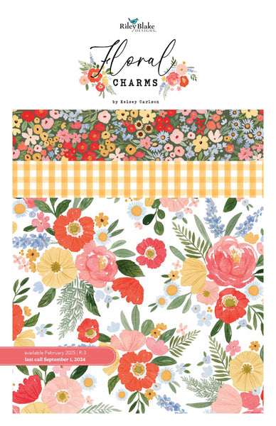 Image of the Floral Charms storyboard by Kelsey Carlson for Riley Blake Designs. Features floral fabrics. 
Cute Little Fabric Shop