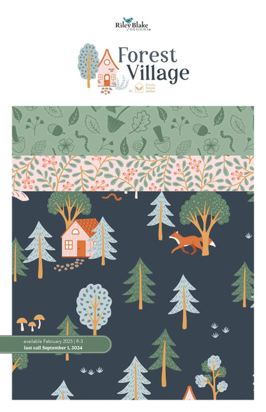 Image of the Forest Village storyboard by Little Forest Atelier for Riley Blake Designs. Features forest themed fabrics. 
Cute Little Fabric Shop