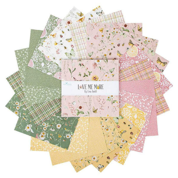 Image of the Love Me More 10 inch Stacker by Lisa Audit for Riley Blake Designs. Features floral fabrics. 
Cute Little Fabric Shop