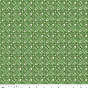 Flea Market Wallpaper C10214 Clover - Riley Blake Designs -  Flowers Floral Trellis Daisies Green - Lori Holt  - Quilting Cotton Fabric