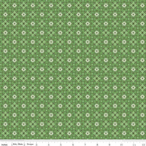 Flea Market Wallpaper C10214 Clover - Riley Blake Designs -  Flowers Floral Trellis Daisies Green - Lori Holt  - Quilting Cotton Fabric