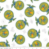 Image of the FFA Forever Blue 2 Badge Toss White quilting cotton fabric by Riley Blake Designs. Features emblems on a white background. Official Licensed Product. Cute Little Fabric Shop