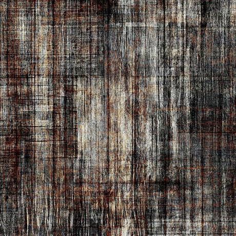 Image of the Into the Woods Texture Blender Charcoal quilting cotton fabric by Dan Morris for QT Fabrics. Features a textured pattern on a brown background. Cute Little Fabric Shop