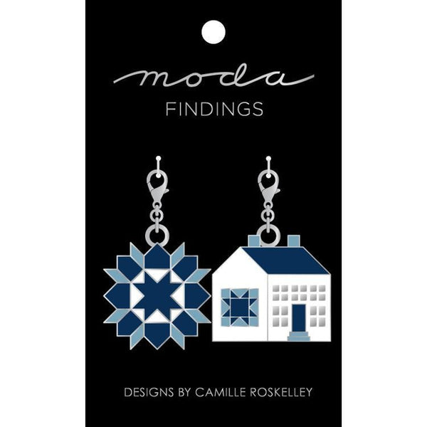 Image of the Block & House Zipper Pulls 2ct by Cathe Holden for Moda Fabrics. Features a block charm and a barn charm.
Cute Little Fabric Shop