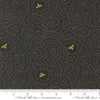 Image of the Bee Garden Metallic Twists and Turns Black quilting cotton fabric by Gingiber for Riley Blake Designs. Features bees on a black background. Cute Little Fabric Shop
