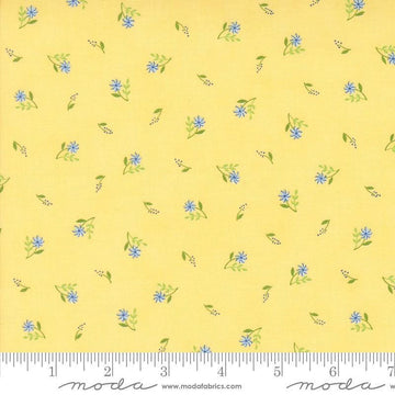 Image of the On Lake Time Flowers Daisy quilting cotton fabric by Deb Strain for Moda Fabrics. Features flowers on a yellow background. Cute Little Fabric Shop