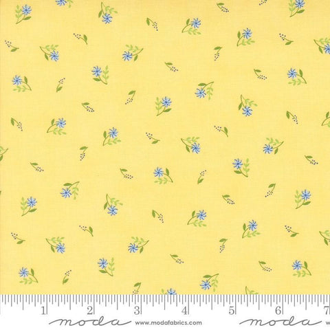 Image of the On Lake Time Flowers Daisy quilting cotton fabric by Deb Strain for Moda Fabrics. Features flowers on a yellow background. Cute Little Fabric Shop