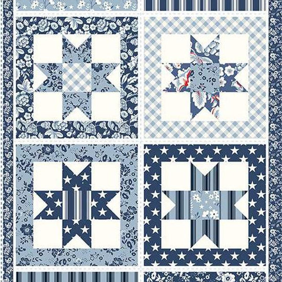 Image of the Freedom Garden Star Panel quilt panel by My Mind's Eye for Riley Blake Designs. Features star quilt blocks on a panel.
Cute Little Fabric Shop