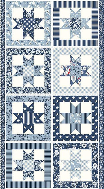 Image of the Freedom Garden Star Panel quilt panel by My Mind's Eye for Riley Blake Designs. Features star quilt blocks on a panel.
Cute Little Fabric Shop