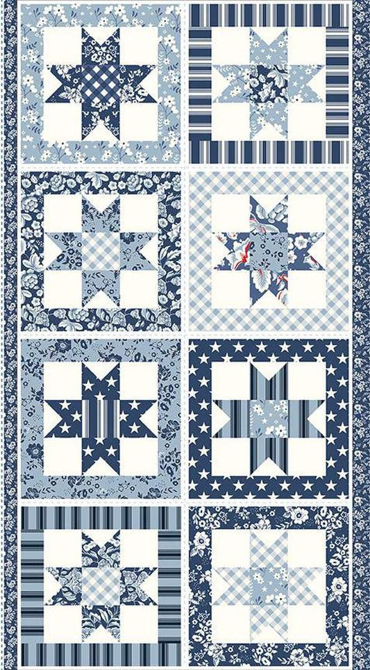 Image of the Freedom Garden Star Panel quilt panel by My Mind's Eye for Riley Blake Designs. Features star quilt blocks on a panel.
Cute Little Fabric Shop