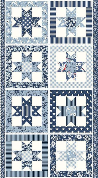 Image of the Freedom Garden Star Panel quilt panel by My Mind&#39;s Eye for Riley Blake Designs. Features star quilt blocks on a panel.
Cute Little Fabric Shop