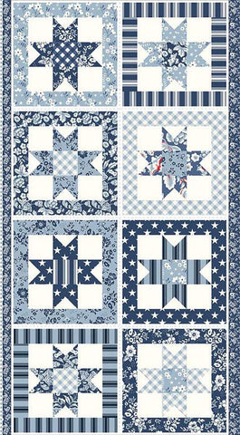 Image of the Freedom Garden Star Panel quilt panel by My Mind&#39;s Eye for Riley Blake Designs. Features star quilt blocks on a panel.
Cute Little Fabric Shop