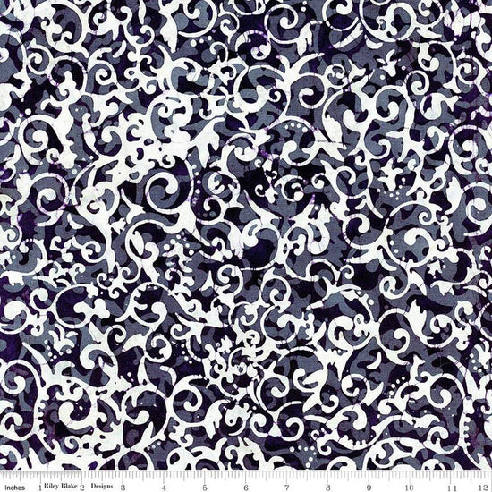 Image of the Expressions Batiks Victorian Garden Grape Coal quilting cotton fabric by Riley Blake Designs. Features abstract patterns. 
Cute Little Fabric Shop