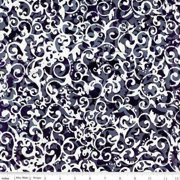 Image of the Expressions Batiks Victorian Garden Grape Coal quilting cotton fabric by Riley Blake Designs. Features abstract patterns. 
Cute Little Fabric Shop