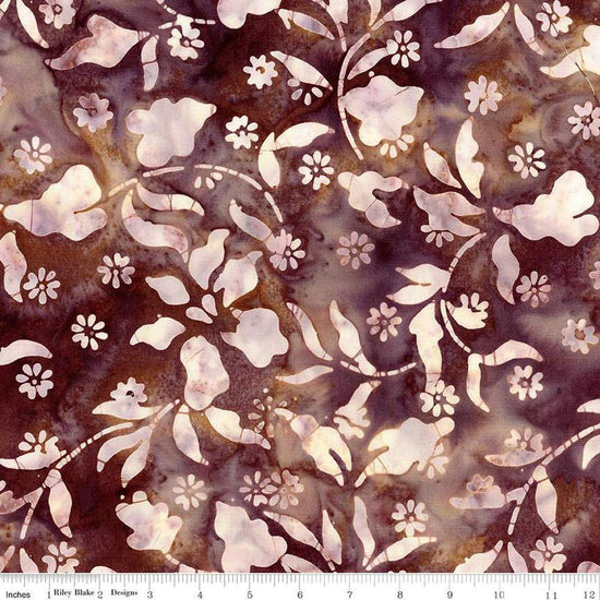 Image of the Expressions Batiks Victorian Garden Mocha Chestnut quilting cotton fabric by Riley Blake Designs. Features abstract patterns. 
Cute Little Fabric Shop