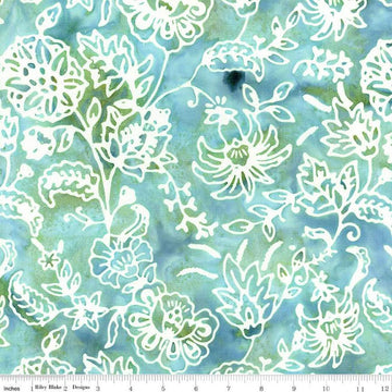 Image of the Expressions Batiks Victorian Garden Misty Teal quilting cotton fabric by Riley Blake Designs. Features abstract patterns. 
Cute Little Fabric Shop