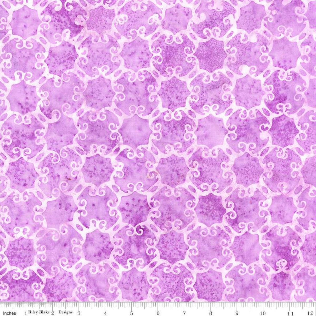 Image of the Expressions Batiks Victorian Garden Amethyst quilting cotton fabric by Riley Blake Designs. Features abstract patterns. 
Cute Little Fabric Shop