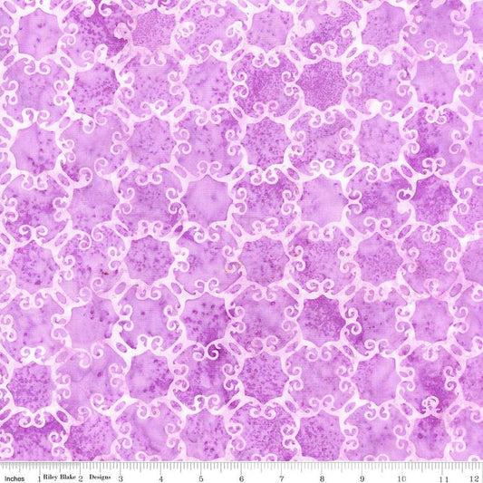 Image of the Expressions Batiks Victorian Garden Amethyst quilting cotton fabric by Riley Blake Designs. Features abstract patterns. 
Cute Little Fabric Shop