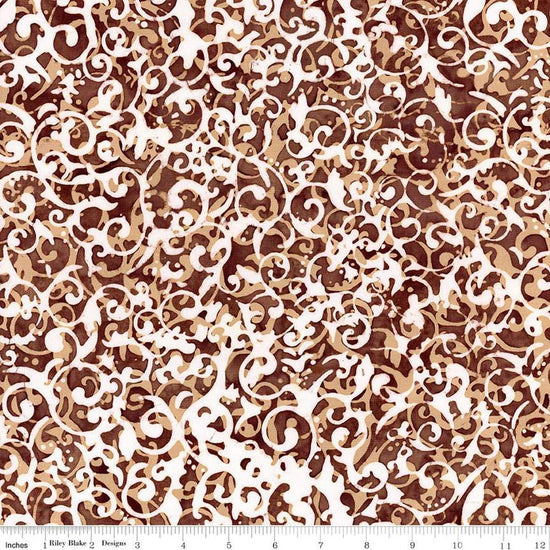 Image of the Expressions Batiks Victorian Garden Burnt Sugar quilting cotton fabric by Riley Blake Designs. Features abstract patterns. 
Cute Little Fabric Shop