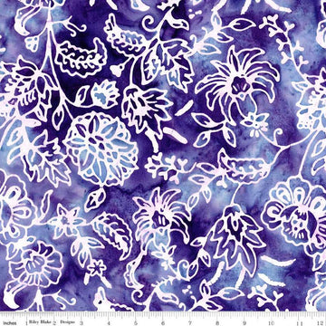 Image of the Expressions Batiks Victorian Garden Periwinkle quilting cotton fabric by Riley Blake Designs. Features abstract patterns. 
Cute Little Fabric Shop