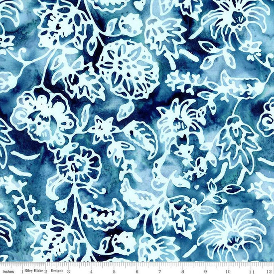 Image of the Expressions Batiks Victorian Garden Blue Calm quilting cotton fabric by Riley Blake Designs. Features abstract patterns. 
Cute Little Fabric Shop