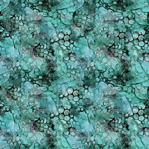 Image of the Dragon Dreams Dragon Skin Texture Turquoise quilting cotton fabric by Dan Morris for QT Fabrics. Features scales on a teal background. Cute Little Fabric Shop