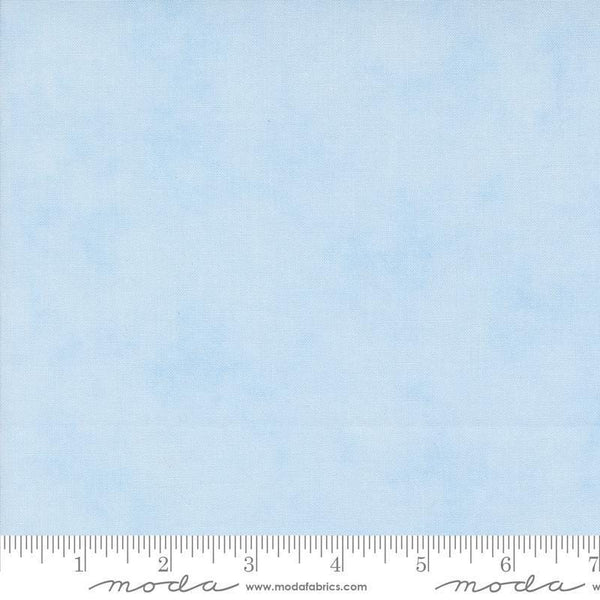 Image of the On Lake Time Solid Sky Blue quilting cotton fabric by Deb Strain for Moda Fabrics. Features texture on a blue background. Cute Little Fabric Shop