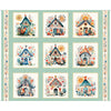 Image of the Poultry In Motion Chicken Coop Picture Patches Sage quilting cotton fabric by QT Fabrics. Features chickens and coops in squares on a fabric. 
Cute Little Fabric Shop