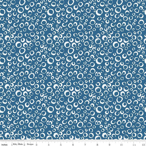 Image of the Ocean Oasis Bubbles Ocean quilting cotton fabric by Diane Labombarbe for Riley Blake Designs. Features bubbles on a blue background. Cute Little Fabric Shop