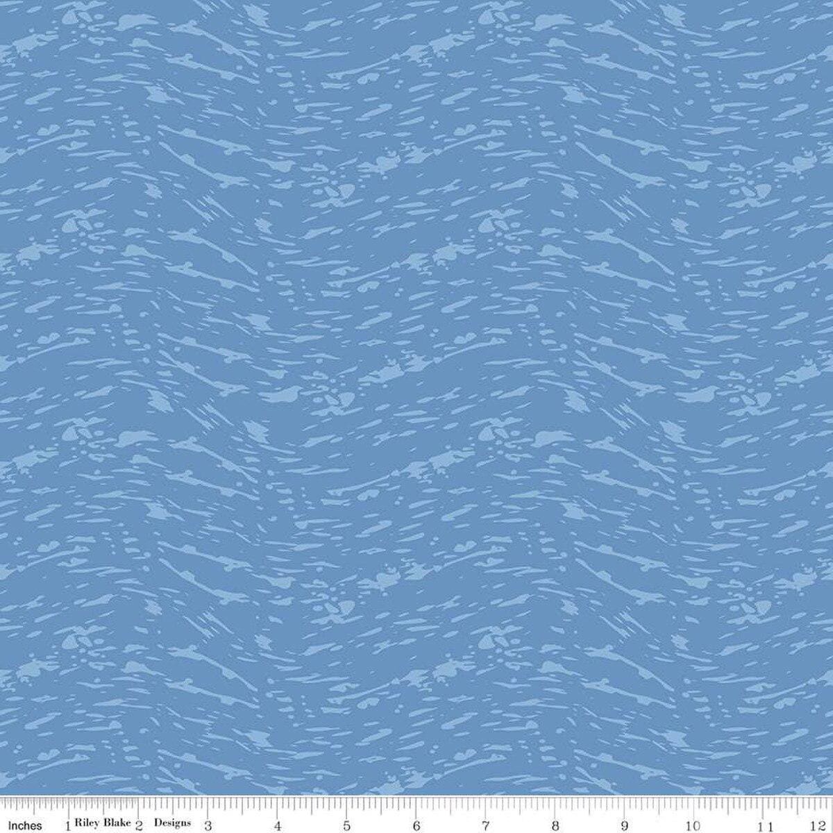 Image of the Ocean Oasis Waves Blue quilting cotton fabric by Diane Labombarbe for Riley Blake Designs. Features waves on a blue background. Cute Little Fabric Shop