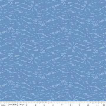 Image of the Ocean Oasis Waves Blue quilting cotton fabric by Diane Labombarbe for Riley Blake Designs. Features waves on a blue background. Cute Little Fabric Shop