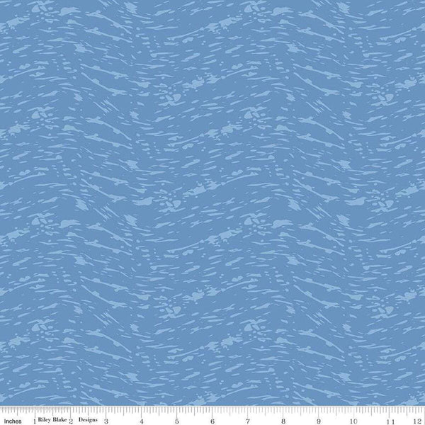 Image of the Ocean Oasis Waves Blue quilting cotton fabric by Diane Labombarbe for Riley Blake Designs. Features waves on a blue background. Cute Little Fabric Shop
